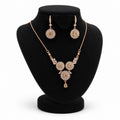 Ruby Red Silver Sunflower Baguette Zirconia Necklace and Earring Set - ruby red centre stone with silver-tone chain