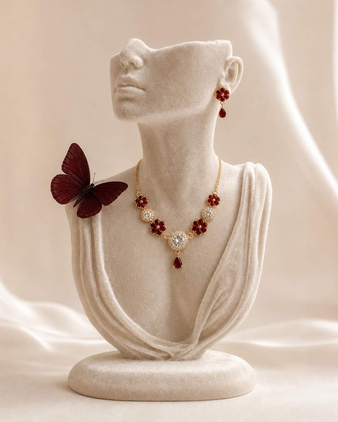 Floral Zirconia Necklace & Earring Set