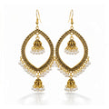 Pearl Jhumka Chandelier Earrings – Gold & Silver