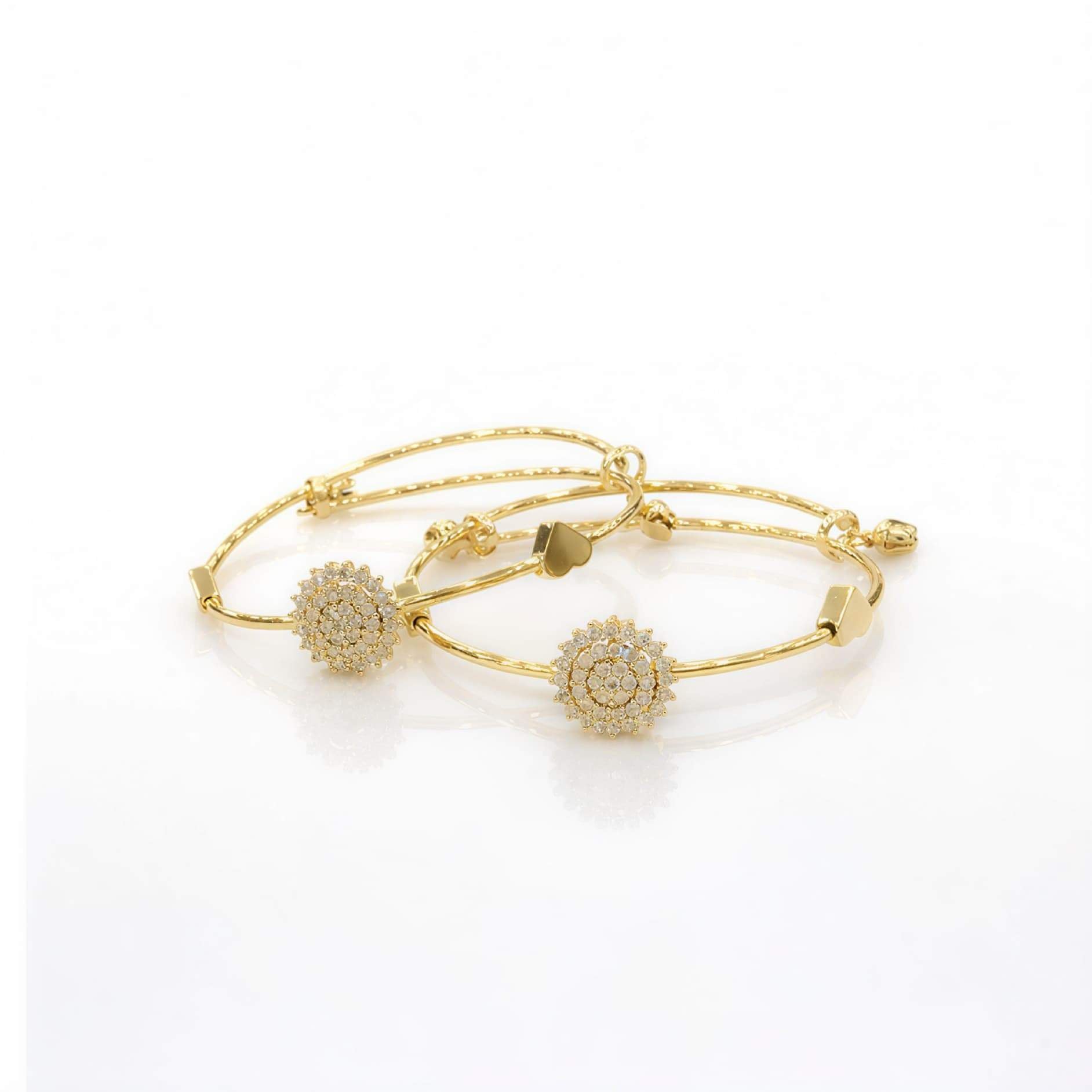 Gold Crystal Sunflower Bangle Bracelet