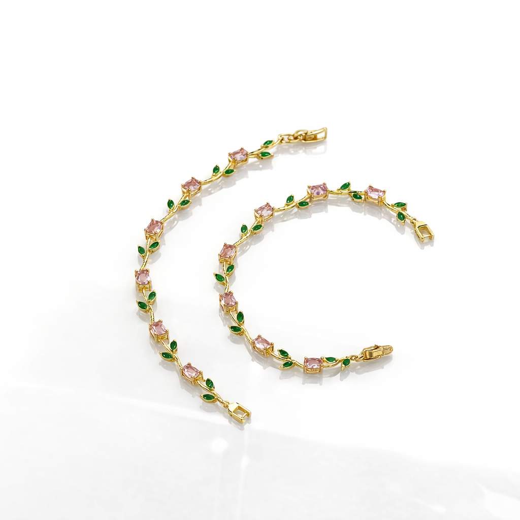 Floral Vine Zircon Tennis Bracelet
