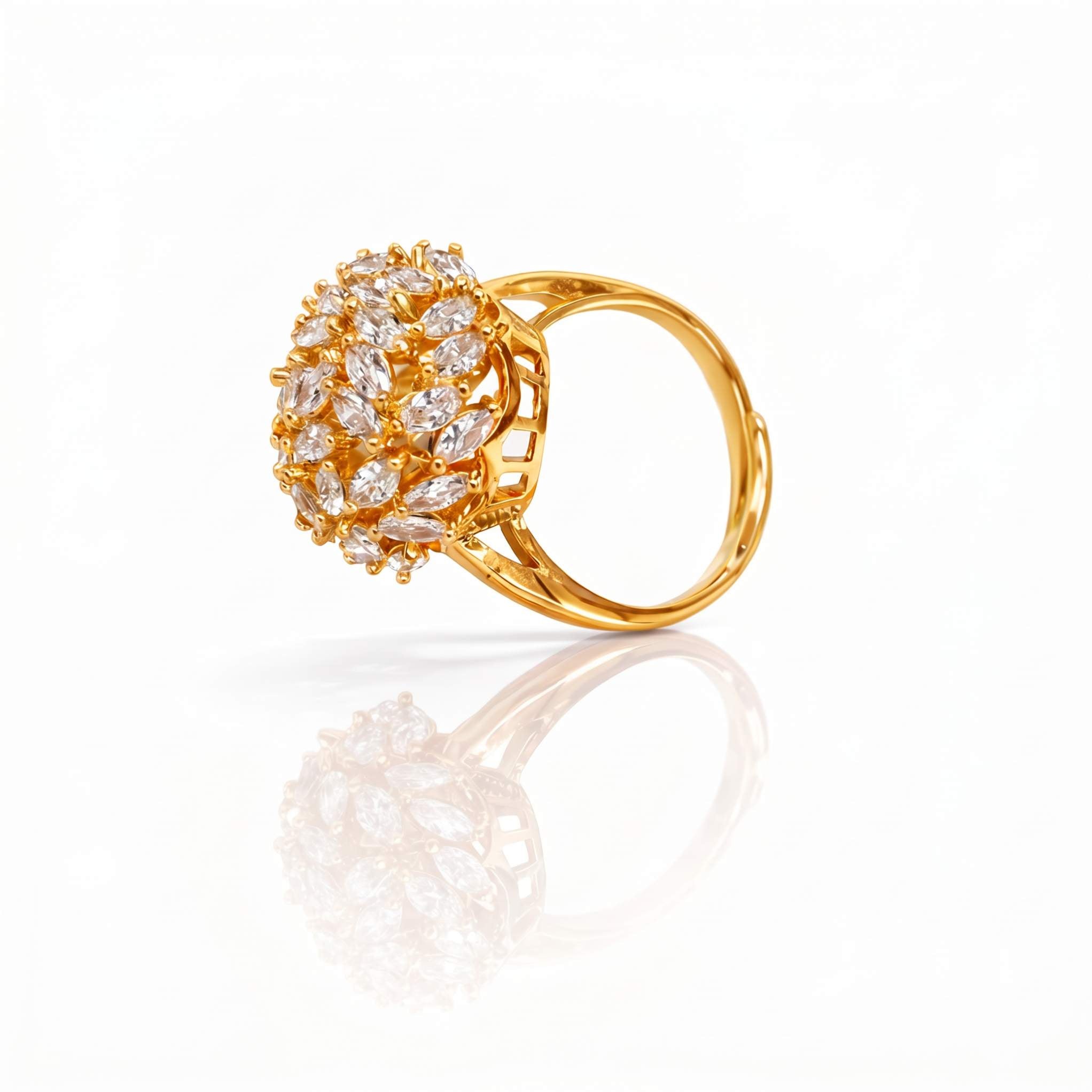 Cluster Halo Ring – Silver & Gold