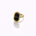 Gold Clock Ring – Black Dial with Roman Numerals