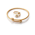 Gold Twisted Cable Diamond-Cut Ball Crystal Bangle & Ring Set
