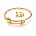 Gold Twisted Cable Heart-End Bangle & Ring Set