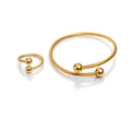 Gold Twisted Cable Ball-End Bangle & Ring Set