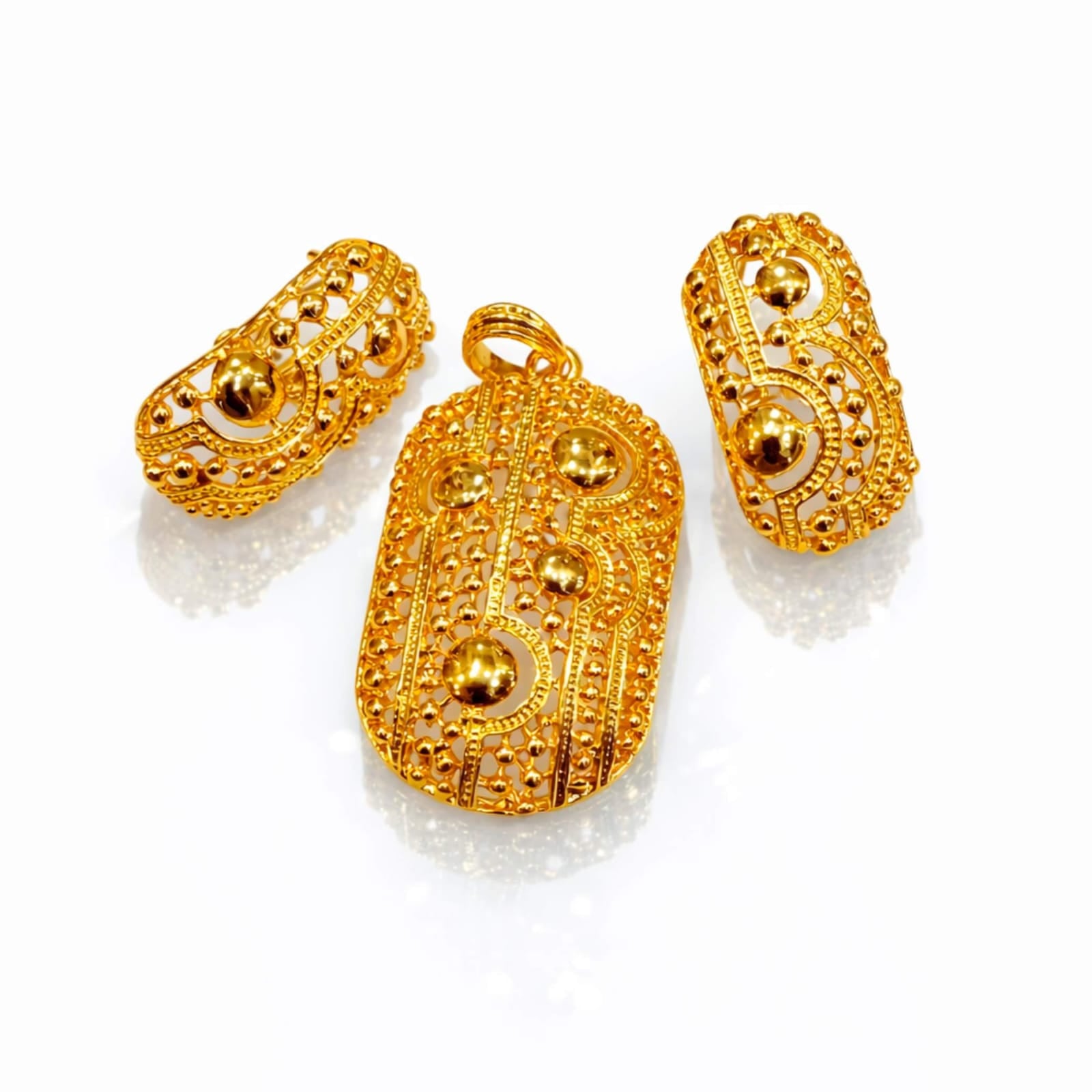 Gold Filigree Pendant & Earring Set – Multiple Designs
