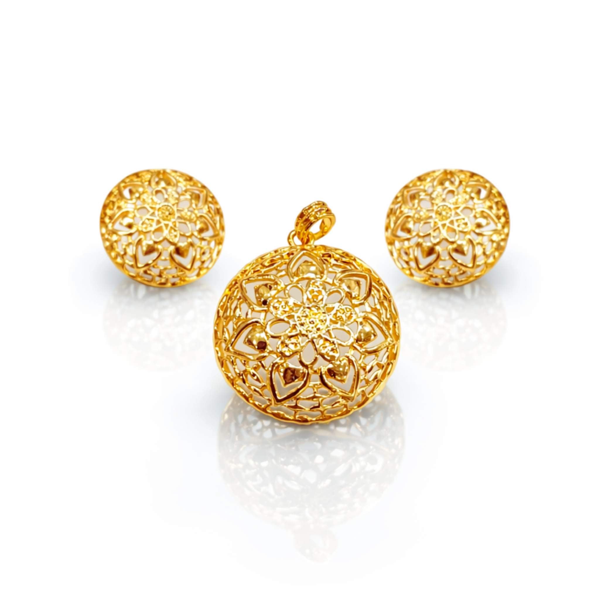 Gold Filigree Pendant & Earring Set – Multiple Designs