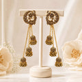 Peacock Chand Bali Multi-Jhumka Cascade Earrings – Gold & Silver