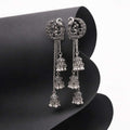 Peacock Chand Bali Multi-Jhumka Cascade Earrings – Gold & Silver