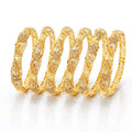 Gold Floral Filigree Champagne Crystal Bangle Set – Set of 6