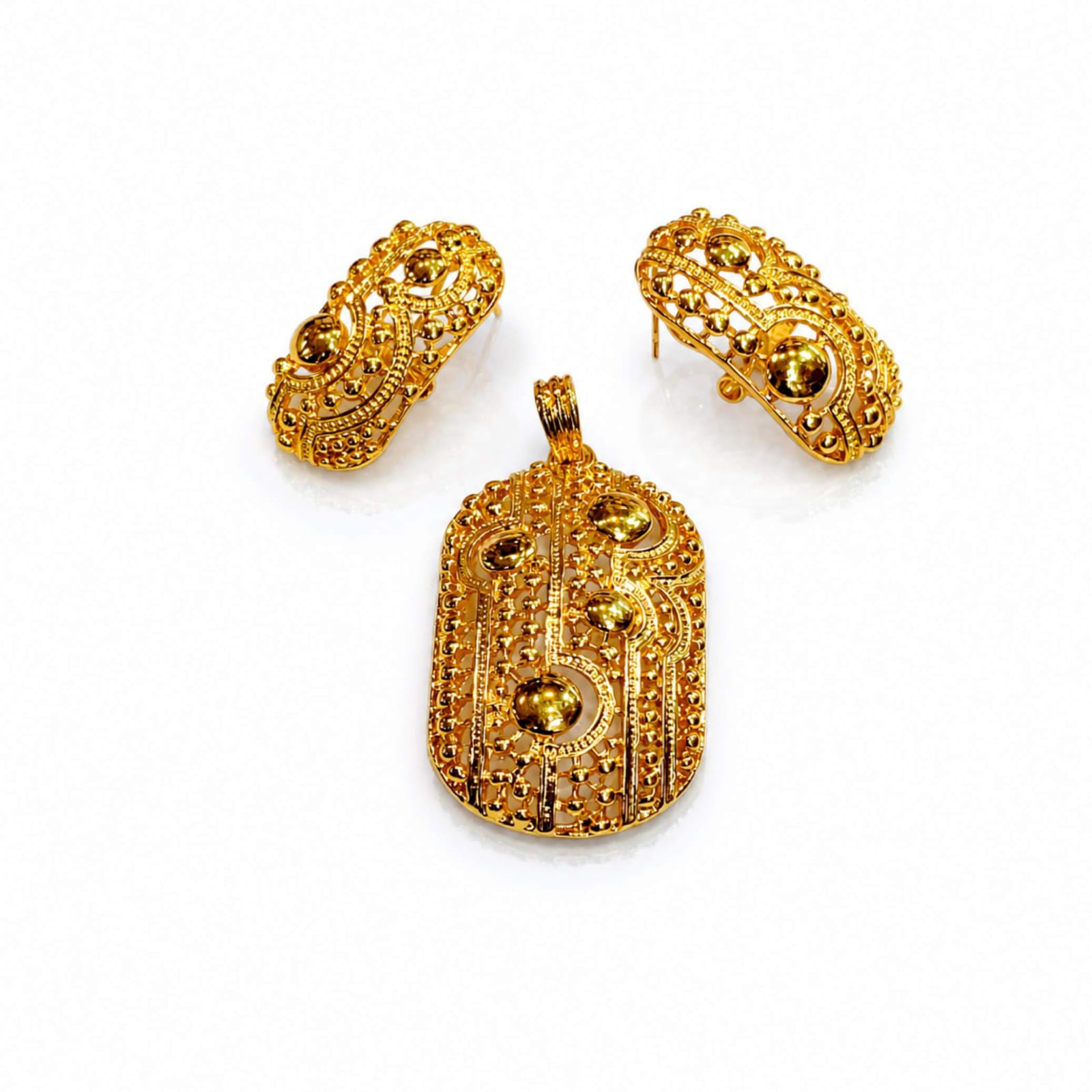 Gold Filigree Pendant & Earring Set – Multiple Designs