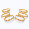 Gold Filigree Ruby Crystal Bangle Set – Set of 6