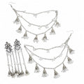 Silver Sahara Jhumka Hair Chain & Crystal Flower Earring Set – Black & White