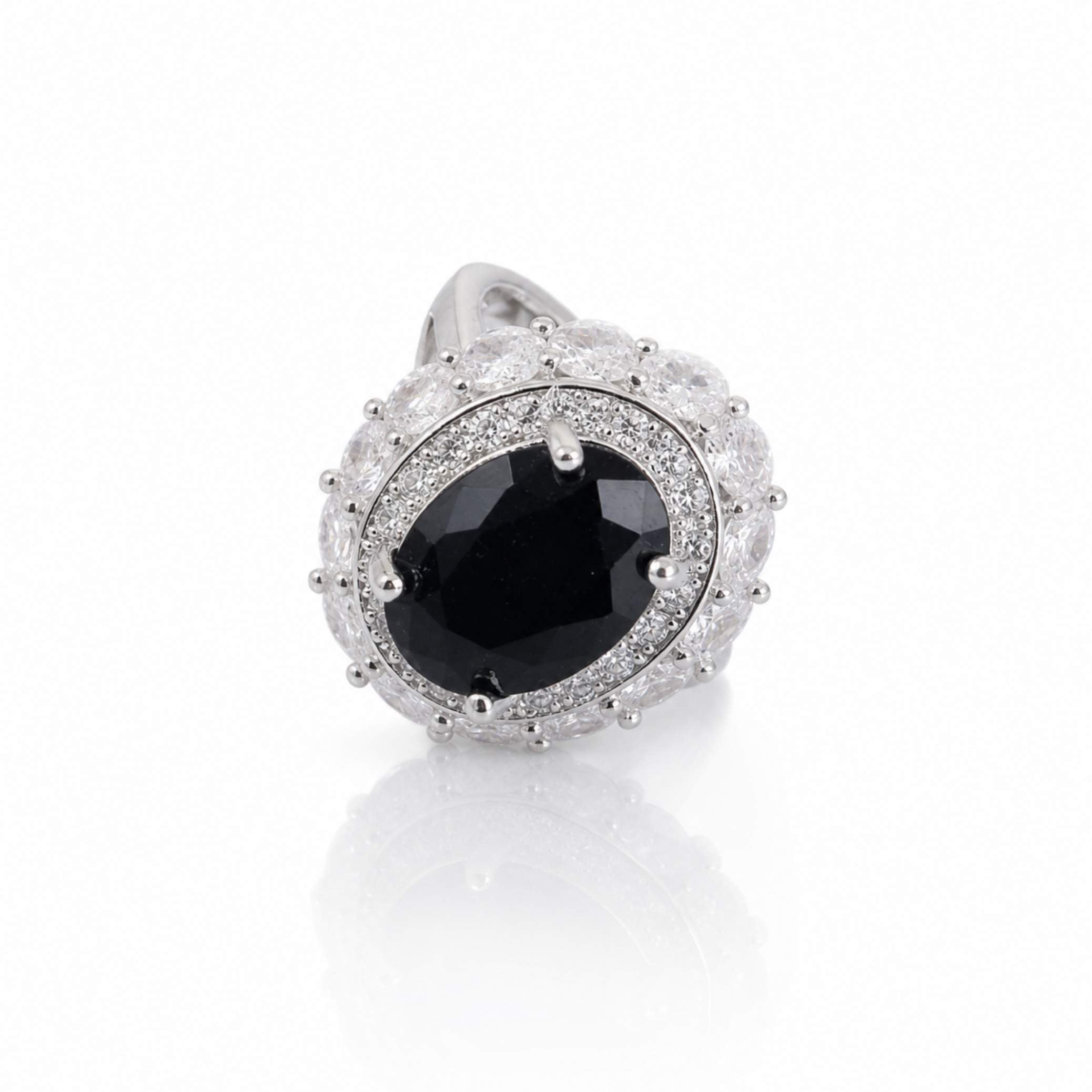 Silver Oval Gemstone Halo Ring – Multiple Colours