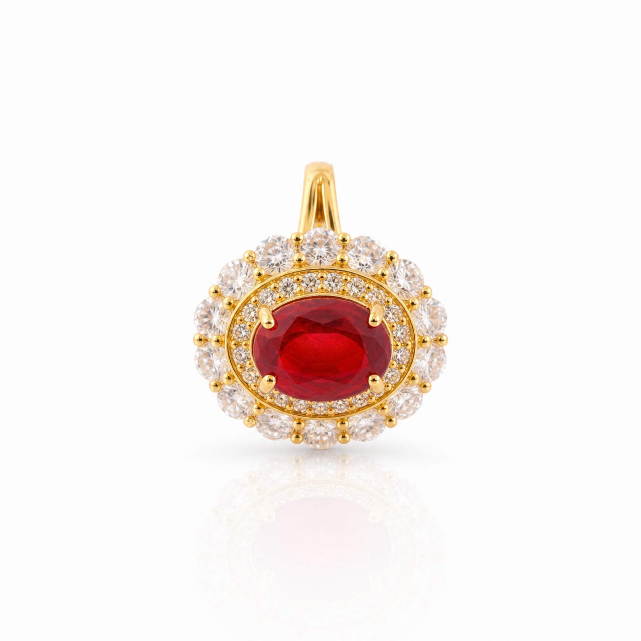 Gold Oval Gemstone Halo Ring – Multiple Colours