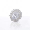 Silver Oval Gemstone Halo Ring – Multiple Colours