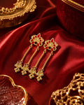 Gold Floral Ghungroo Drop Earrings