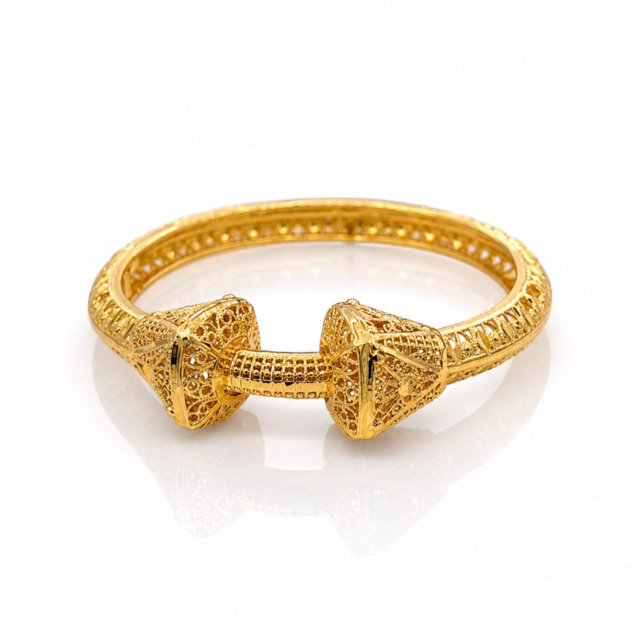 Twin Knot Cuff - floral lattice open cuff with matching filigree knot terminals