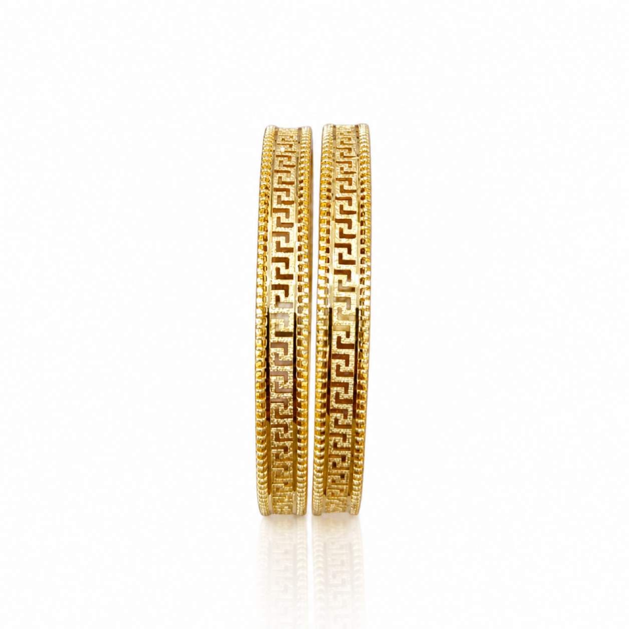 Mandala Disc and Stripe Cuff Pair - open cuff bangles with disc stations and diagonal stripe segments