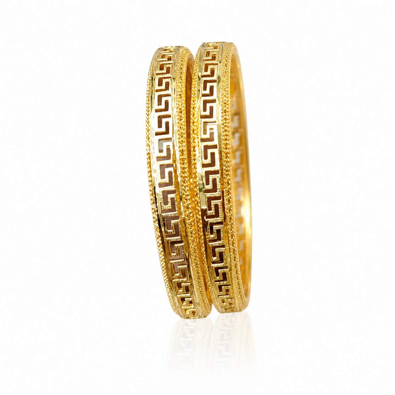Marquise Openwork Beaded Pair - wide flat bangles with marquise cutouts and milgrain border