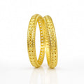 18K Gold Bangle Pair Artisan - close-up detail