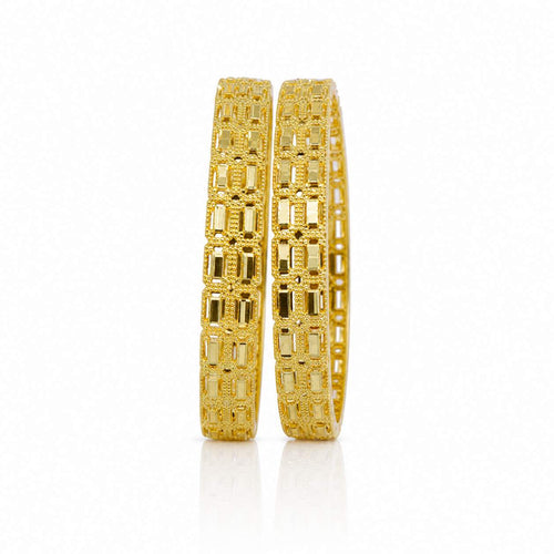 Chevron Ribbed Butterfly Openwork Pair - hinged bangles with ribbed chevron panels and butterfly filigree stations