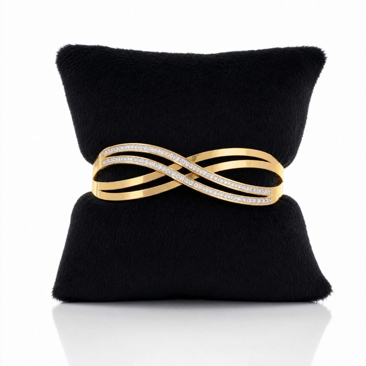 Butterfly Gold Bangle with crystal accents on paperclip-link band