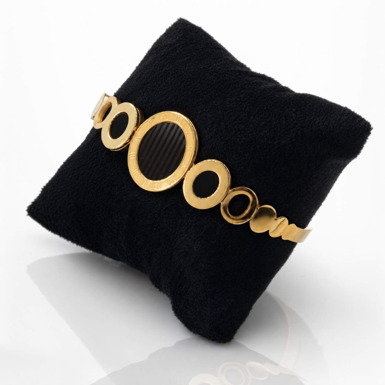 Geometric Crystal Wide Cuff - hexagonal link pattern with pavé crystal diagonal stripes