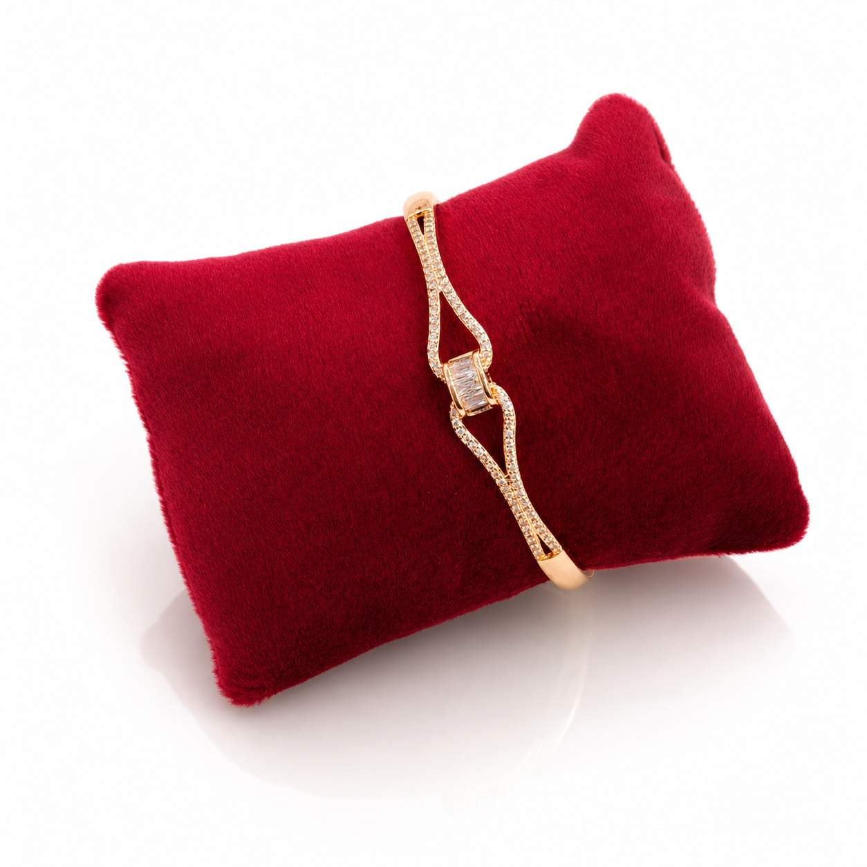 Bow Knot Pavé Bangle - sculptural bow knot centerpiece
