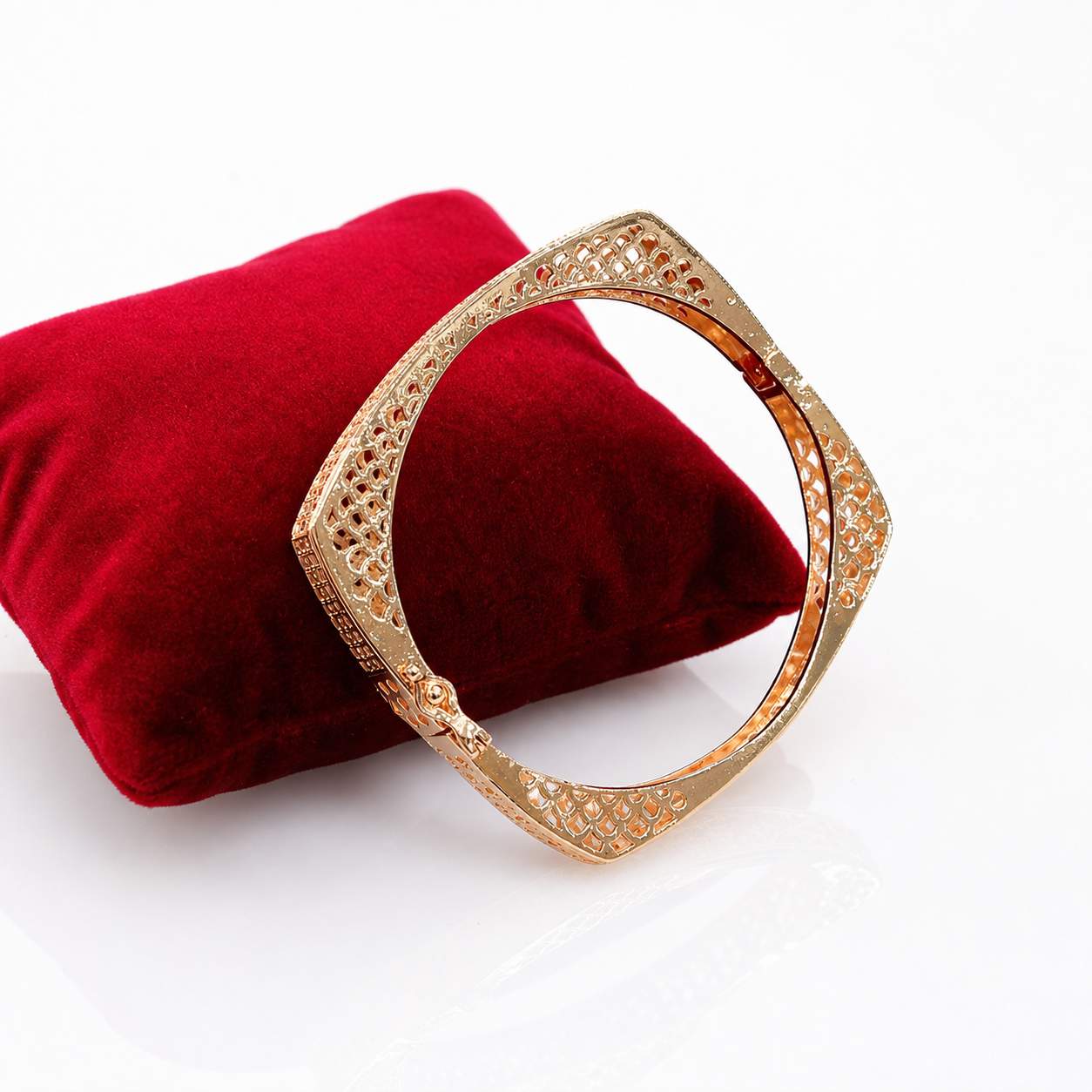 Wave Crystal Cuff - sculptural wave front with solitaire and baguette spine