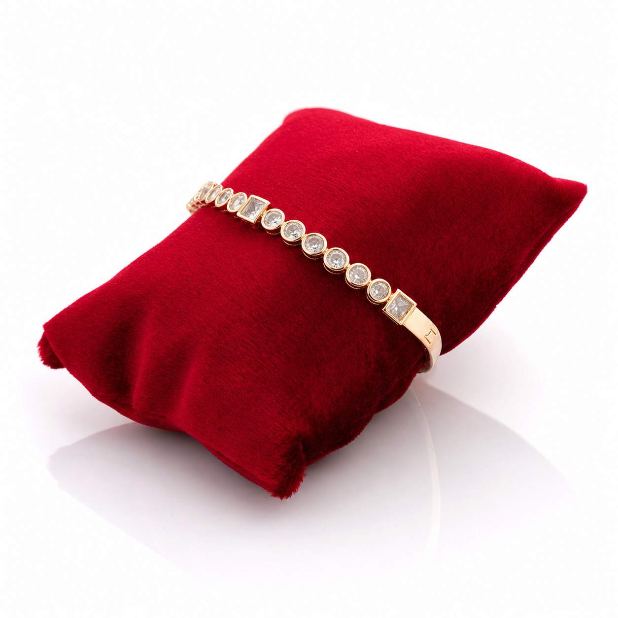 Oval Crystal Double Bangle - bezel-set oval crystals with pavé band