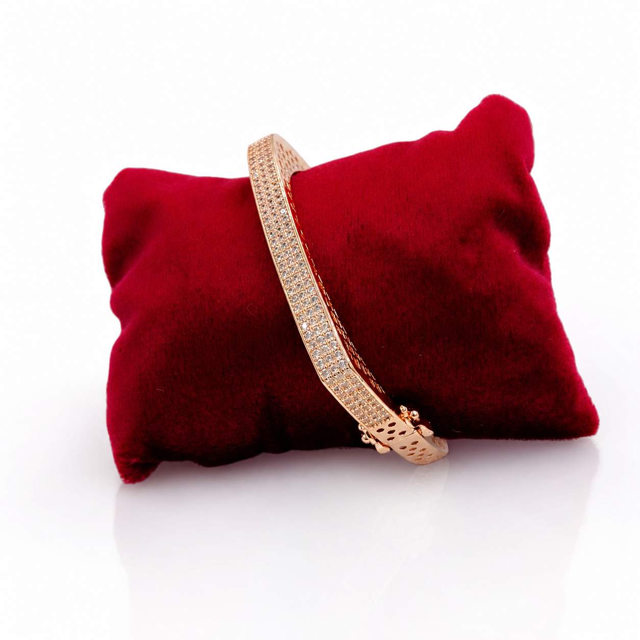 Double Sunburst Cuff - two sunburst terminals with solitaire and baguette halo crystals