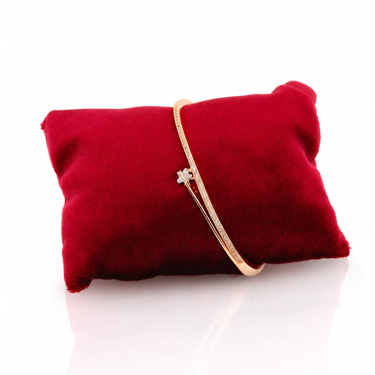 Star Charm Bangle - delicate pavé band with four-pointed baguette star centerpiece