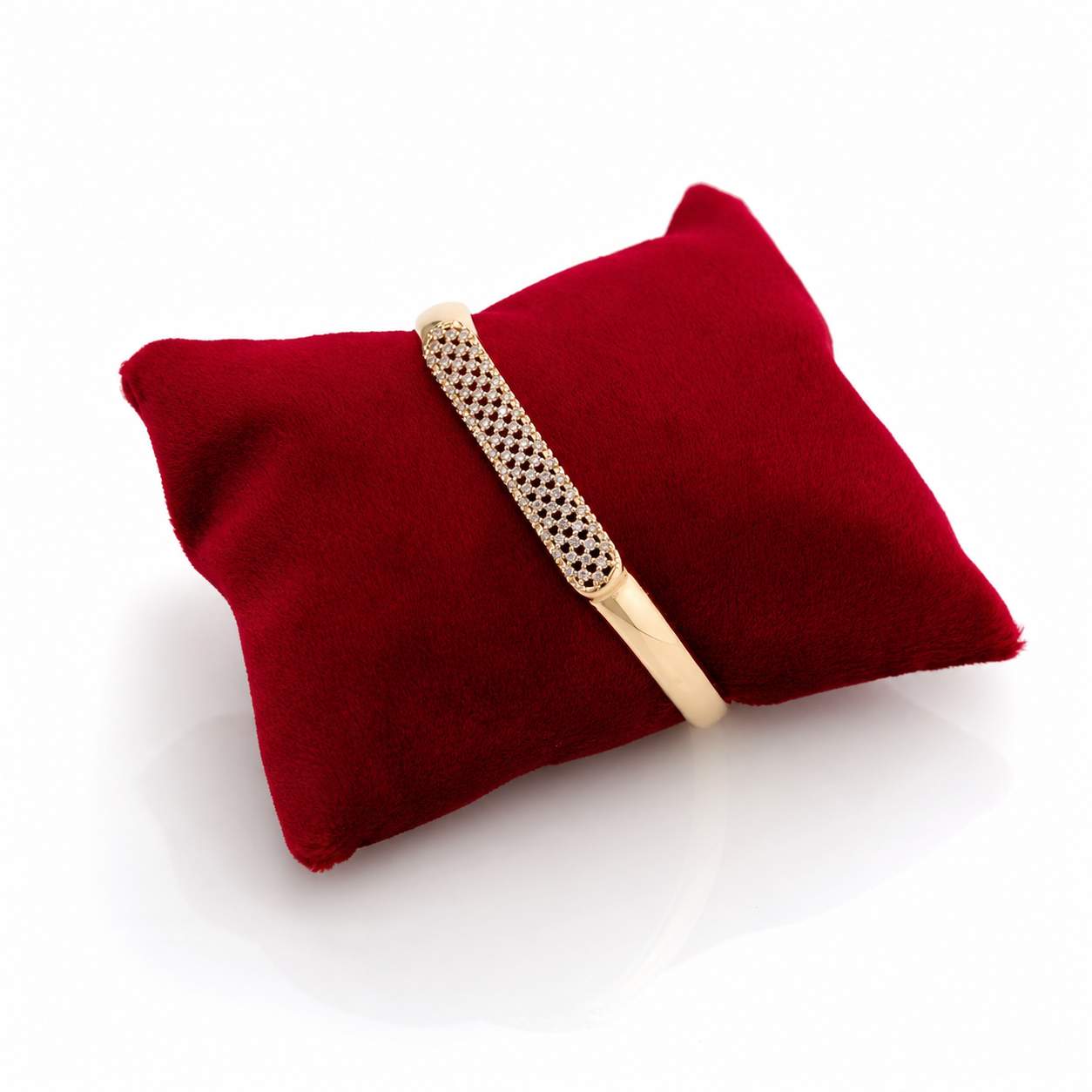 Wide Mesh Pavé Bangle - honeycomb micro-pavé crystal front panel on hinged bangle