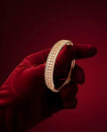 3-Row Pavé Bangle - three parallel rows of micro-set crystals on hinged bangle