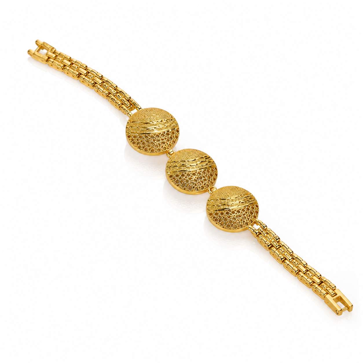 Triple Medallion Gold Bracelet