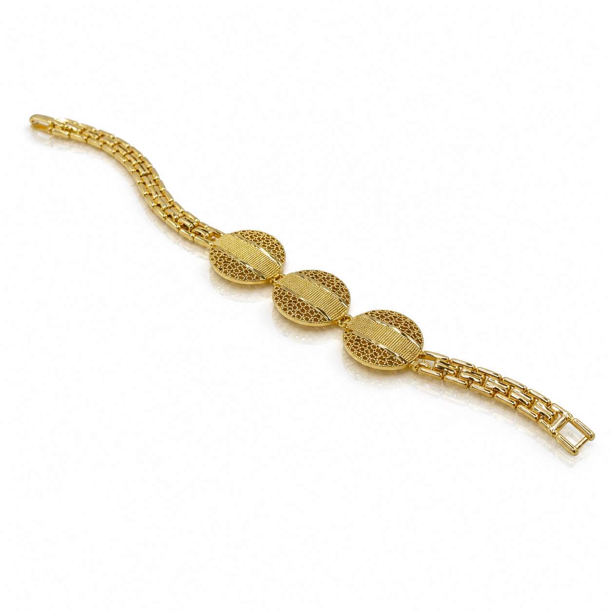 Triple Medallion Gold Bracelet