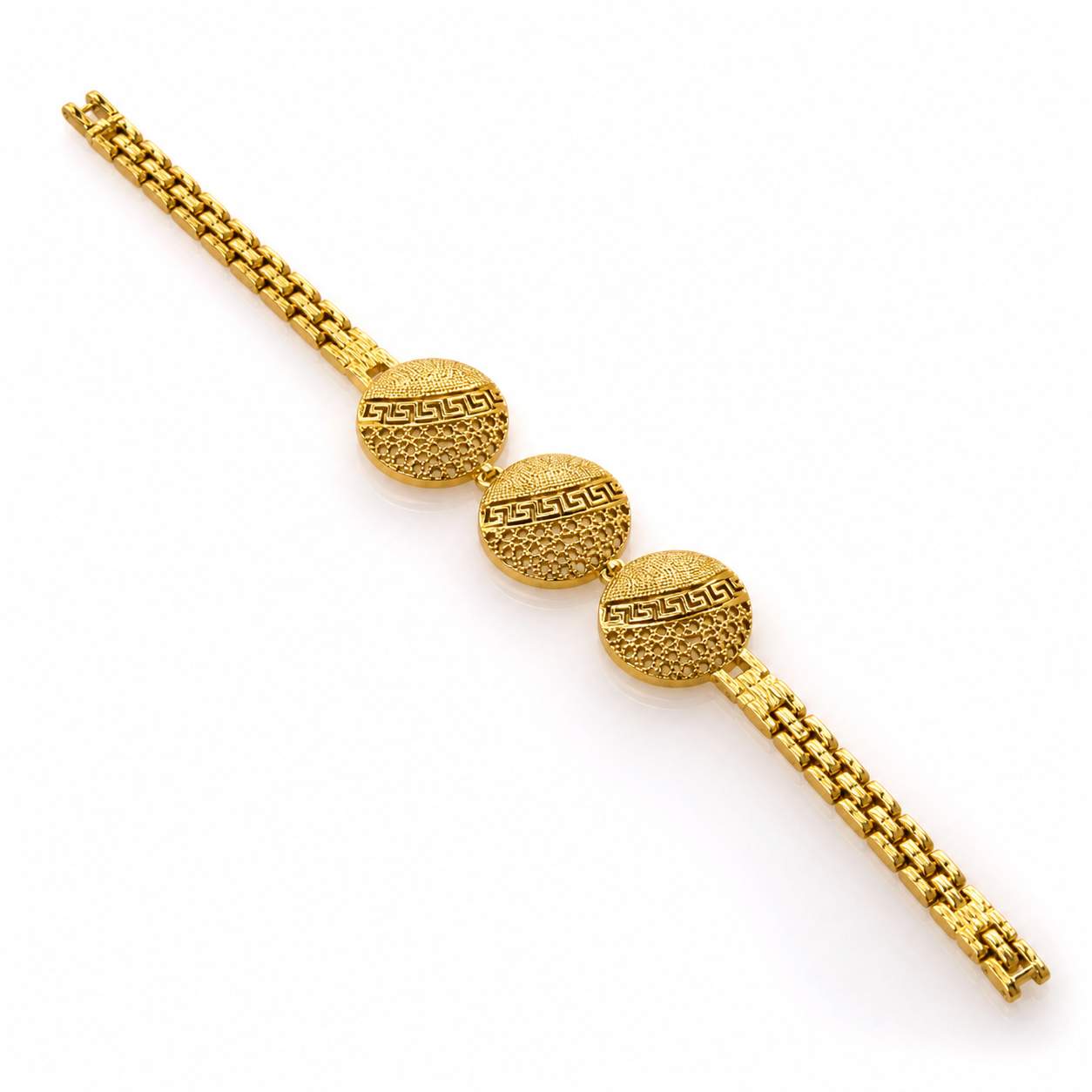 Triple Medallion Gold Bracelet