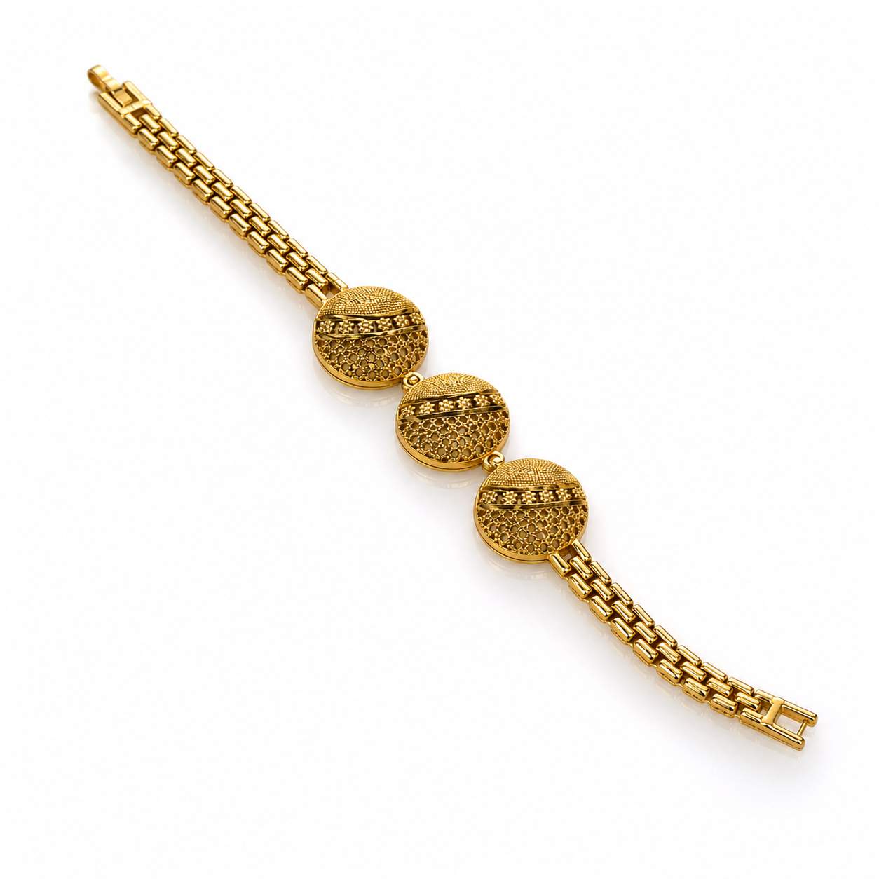Triple Medallion Gold Bracelet