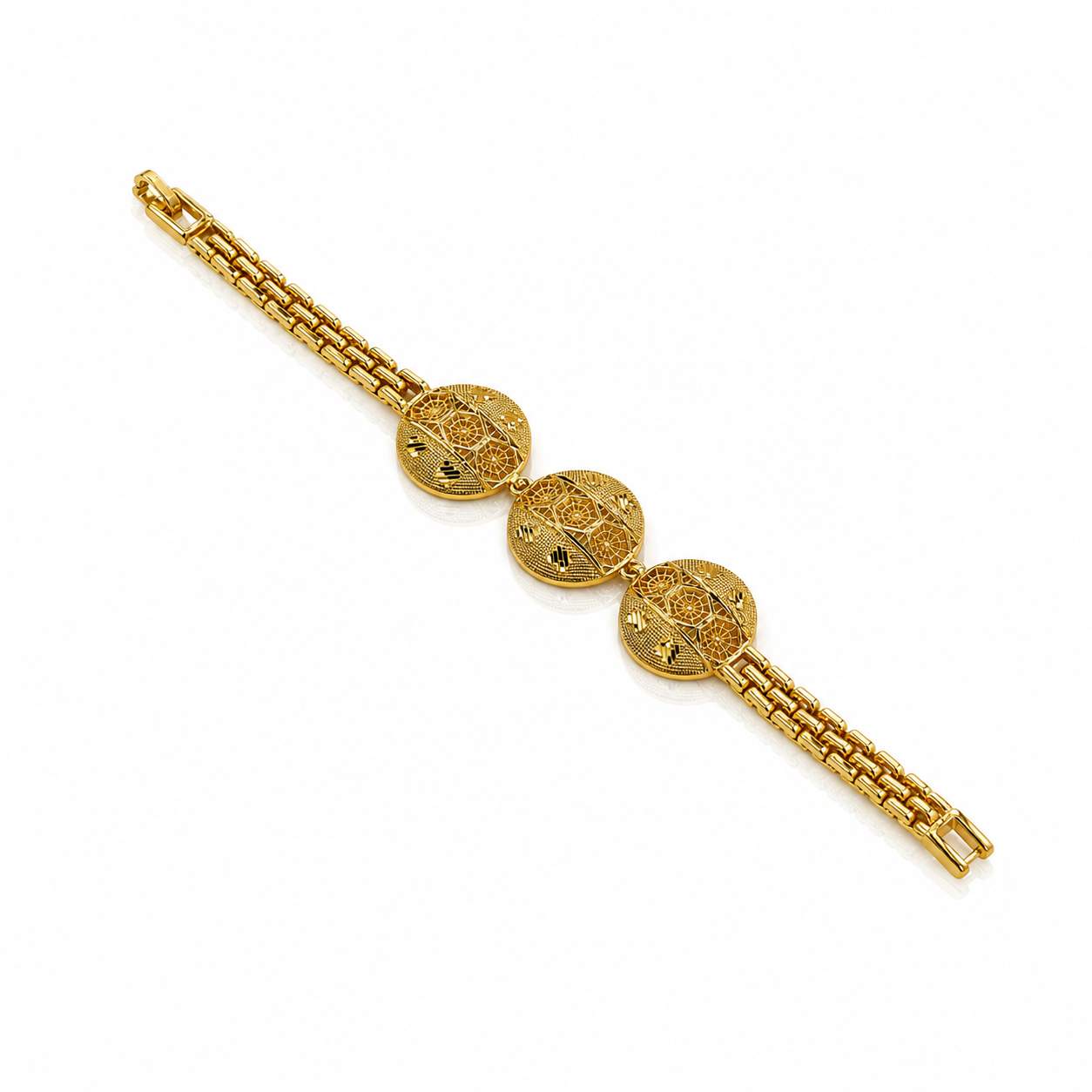 Triple Medallion Gold Bracelet