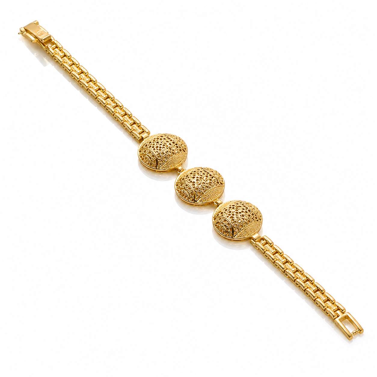 Triple Medallion Gold Bracelet