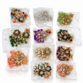 Floral Rhinestone Chandbali Earring and Maang Tikka Set - all 12 color variants in packaging